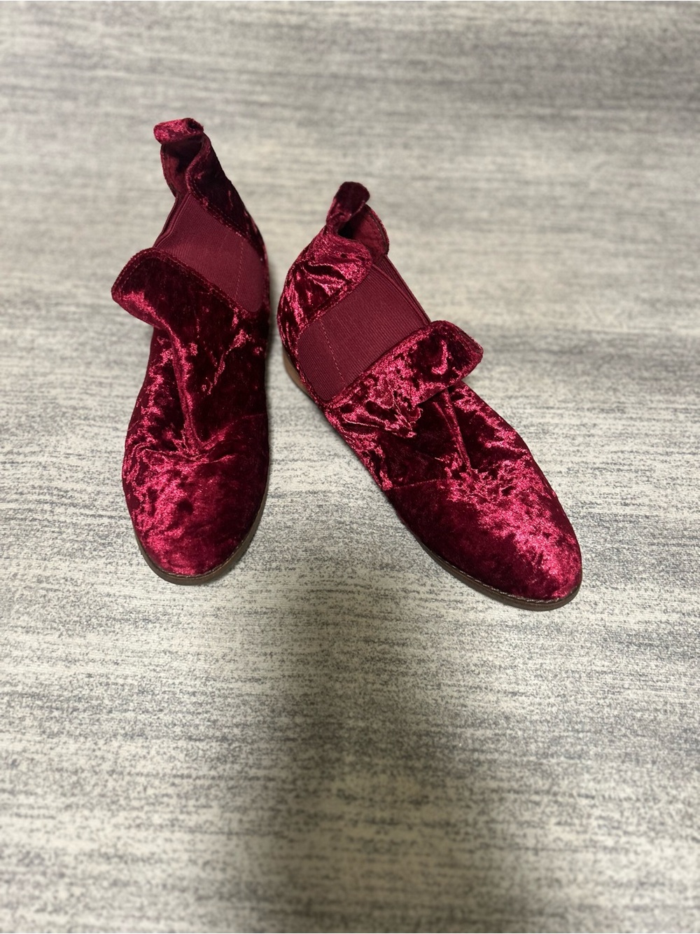 Toms Women's Velvet Ankle Boots in Deep Burgundy